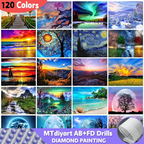 120 цветов пейзаж AB FD DIY алмазная живопись набор для вышивки крестом вышивка пляжная картина мозаика искусство новая коллекция 2024