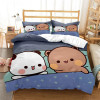 Милый комплект постельного белья BuBu Bear kawaii, всесезонный пододеяльник с рисунком аниме, мягкий пододеяльник и наволочки, одинарный/двойной/королевский/королевский
