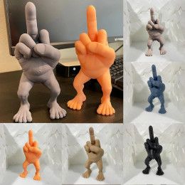 3D печатная фигурка среднего пальца с ножками, настольная статуя, украшение стола, забавная ручная жест, смола, креативный орнамент, скульптура