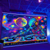 Флуоресцентный гобелен Alien DJ Galaxy Spinning in Outer SpaceUV, настенный гобелен для спальни, украшение для дома и вечеринки