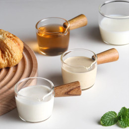 Многофункциональная кухонная мерная кружка с деревянной ручкой, стеклянная мерная чашка для эспрессо, кувшин для молока с одним горлышком, принадлежности для кофе, прозрачные