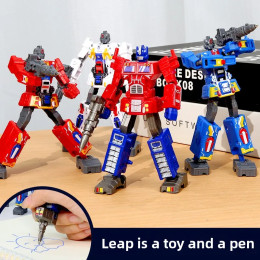 Новый Qingtian Warrior Mecha Transformer Pen, детские развивающие игрушки, модель робота, подарки для мальчиков, студенческие канцелярские принадлежности, подарки