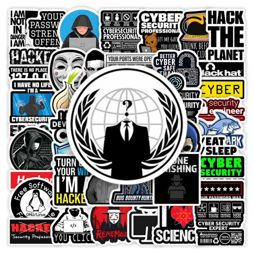 Cybersecurity Hackers Сетевая безопасность Инженеры Наклейки Крекер Брандмауэр Анонимная Водонепроницаемая наклейка для бутылок ноутбука и телефона
