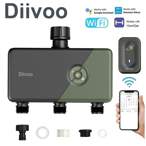 Таймер полива сада Diivoo-WiFi, интеллектуальный контроллер полива спринклера, водяной клапан, 1, 2, 3 зоны