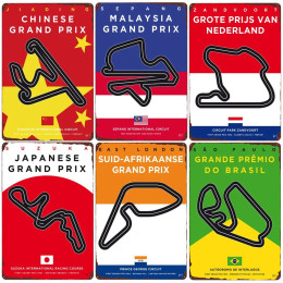 Винтажная металлическая жестяная вывеска чемпионата F1, плакат с гоночным треком, украшение для стен клуба в баре-кафе, железная табличка трассы Гран-при, ZSS84