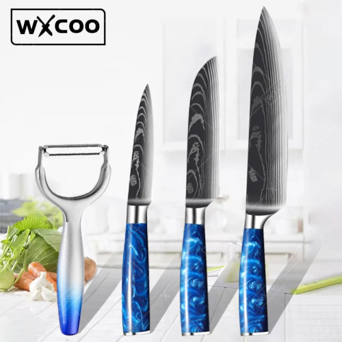 WXCOO профессиональный набор кухонных ножей из нержавеющей стали, нож шеф-повара для обвалки, нарезки фруктов, овощечистка, аксессуары для приготовления пищи, ручка из смолы