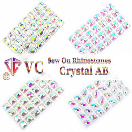 VC Sew On Crystal AB Стразы Drop Leaf Navette Cosmic овальные риволи S-образной формы, зеркальные Стразы