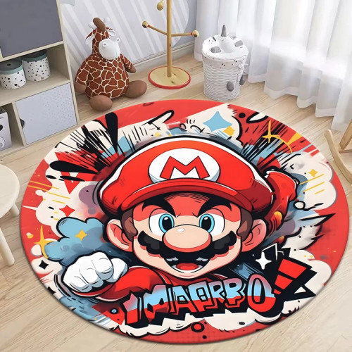 MINISO Super Mario крутой художественный мультяшный принт круглый ковер для гостиной, кухни, дивана, стола, ковер, нескользящий, стул, Beb, пикника, лагеря, коврик