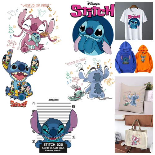 Печатные узоры Disney Lilo&Stitch, Гладильные аппликации для нашивок на одежду, подходят для толстовок, футболок, подушек, сумок canva.