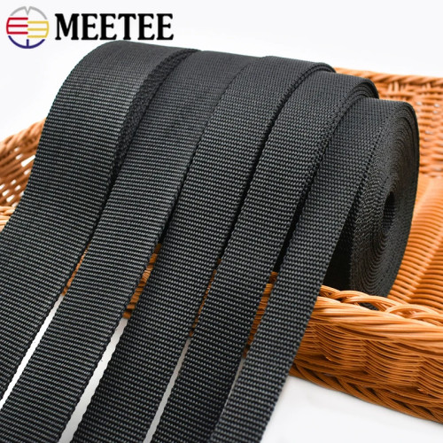 Черный нейлоновый ремень 5/10 м, 20-50 мм, ленты толщиной 2 мм, ленты на метр, ремень для рюкзака, ленты, швейные аксессуары