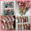 Шоколадный крем Rilakkuma Hello Kitty, полное покрытие, пресс на ногтях, клубника, утка, квадратный миндаль, настраиваемая наклейка для накладных ногтей