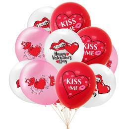 Десять 12 - дюймовых латексных воздушных шаров Kiss Me, украшающих День Святого Валентина, чтобы создать набор воздушных шаров для счастливых вечеринок 2025 года для пар