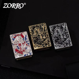 ZORRO Тяжелая Броня из чистой меди керосиновая зажигалка с индивидуальным тиснением Классическая шлифованная ветрозащитная зажигалка