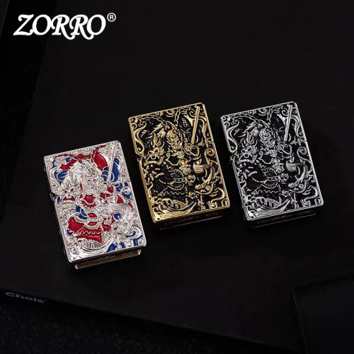 ZORRO Тяжелая Броня из чистой меди керосиновая зажигалка с индивидуальным тиснением Классическая шлифованная ветрозащитная зажигалка