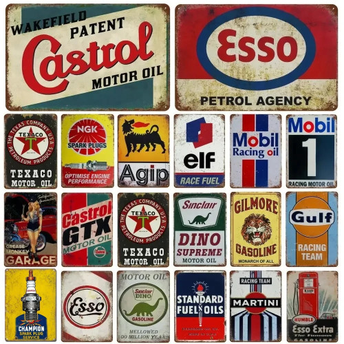 Oil Gas Metal Tin Sign Vintage Motorcycle Car Poster Man Cave Club Iron Plate Painting Motor Garage Wall Plaques Shabby Signs