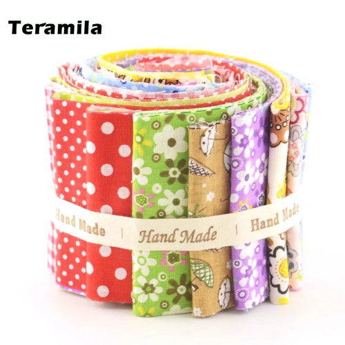 Teramila New Arrivals Colorful Design 7 PCS / Lot  9CMx50CM Sewing Material Cotton Jelly Rolls Strips Plain Fabric Patchwork