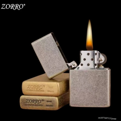Zorro 902, керосиновая бензиновая зажигалка ручной работы, Золотая, старомодная, четырехсторонняя гравировка, многообразная ностальгическая зажигалка для парня