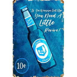 Плакат Quick Revive Soda Perks в стиле ретро, металлическая жестяная вывеска, 12 х 8 дюймов, домашнее кафе, бар, человек, пещера, настенный декор