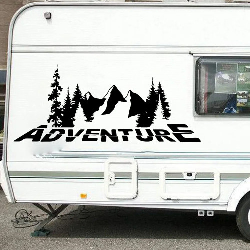 Кемпер Rv Adventure Mountain Наклейка на стену для джипа, автомобиля, путешествий, кемпинга, дома на колесах, грузовика, природа, дерево, наклейка, виниловая автодекор