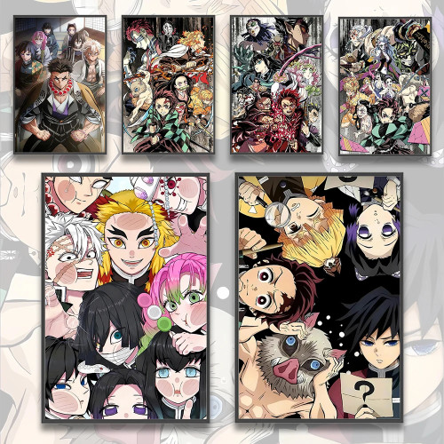 Demon Slayer Hashira Tanjiro аниме самоклеящиеся постер обои фигурки художественный декор мультфильмы детский подарок украшение дома живопись