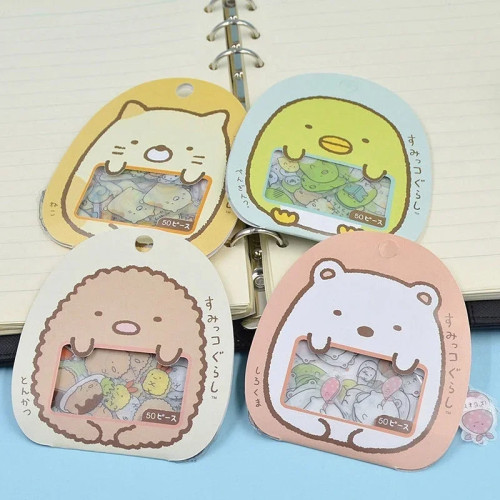 50 х милые японские наклейки Sumikko Gurashi, хлопья, сумка, мешок с изображением животных, скрапбукинг