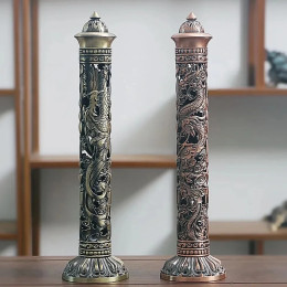Ретро колонна вертикальная курильница дзен Будда сердце сутра дракон Феникс винтажная колонна держатель для ароматических палочек традиционный декор