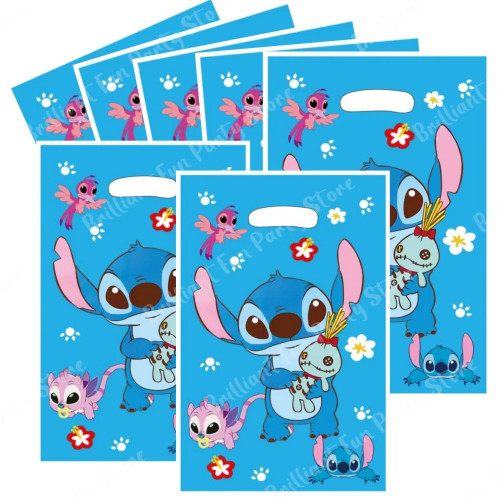 Подарочные пакеты для вечеринок Disney Stitch, милая пластиковая сумка для конфет, украшения для вечеринок для детей, товары для дня рождения и детского душа для девочек