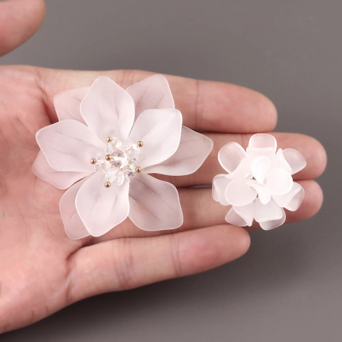 1/8Pcs Acrylic Rose Pearl Crystal Petal Flower Floral Sewing Patch for Clothing, Hat, Bag, Hair Clips,DIY Decorative Accessories