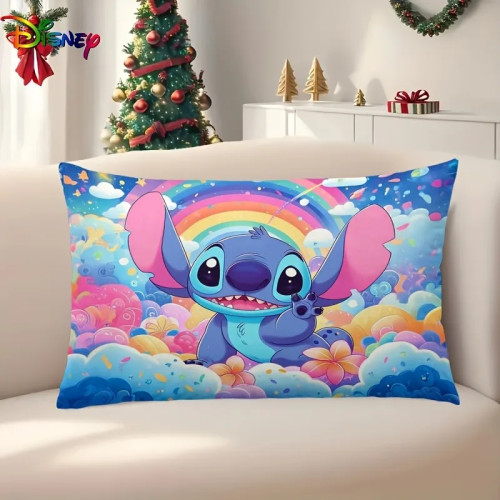 Наволочка Disney Stitch: красочная наволочка для дивана с дизайном радуги и облаков, односторонняя печать, украшение для дома и комнаты
