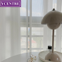 YCENTRE полосовые жалюзи в стиле однотонные белые прозрачные шторы для гостиной, спальни, украшения, оконная вуаль, тюлевая занавеска