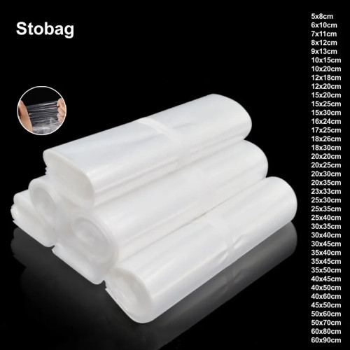 Прозрачные пакеты StoBag PE с открытым верхом, пластиковые Большие Упаковочные пакеты, прозрачные герметичные пакеты для хранения одежды, подарков, водонепроницаемые Многоразовые