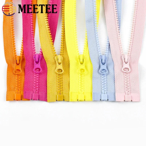 2 шт. Meetee 40-120 см 5 #   Красочная молния из смолы, открытый автоматический замок, декоративная молния для сумки, рюкзака, одежды, аксессуары для шитья своими руками
