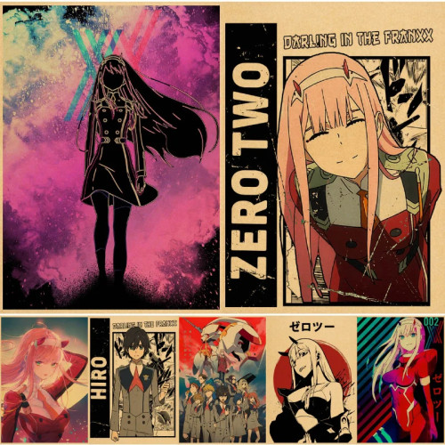 Японское аниме «DARLING In The FRANXX», ретро-плакат, украшение для спальни, гостиной, крафт-бумага, постер Zero Two, настенная бумага