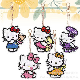 Аниме Hello Kitty 5D наклейка дрель вышивка кошелек брелки небольшой кулон DIY ручная работа упаковки материалов алмазная живопись подарок