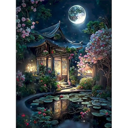 GATYZTORY Пейзаж Наборы алмазной живописи для взрослых Moon Night Diamond Art Наборы 5D Пейзаж DIY Наборы для рукоделия Подарок Домашний декор стен