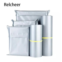 Relcheer, утолщенная полиэтиленовая сумка для экспресс-доставки, серебристо-серая водонепроницаемая упаковочная сумка для одежды, электронная коммерция, логистическая курьерская сумка