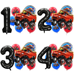 Украшение на день рождения Monster Truck 40 дюймов 1, 2, 3, 4, 5, 6, 7, 8, 9, воздушный шар с номером гоночной трассировки Monster Truck, алюминиевая пленка, поставки воздушных шаров