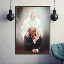 Современный стиль, принты на холсте с изображением Иисуса и Трампа, цветной портрет, настенный художественный постер для семейной гостиной, общежития, домашнего и офисного декора