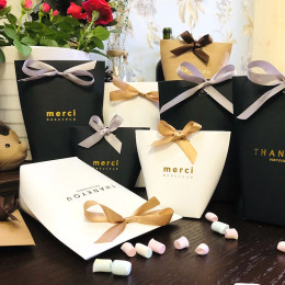 20 шт., белая крафт-черная бумага, коробка конфет «Merci», французские сумки для свадебных сувениров с благодарностью, подарочная коробка, посылка, украшение для дня рождения