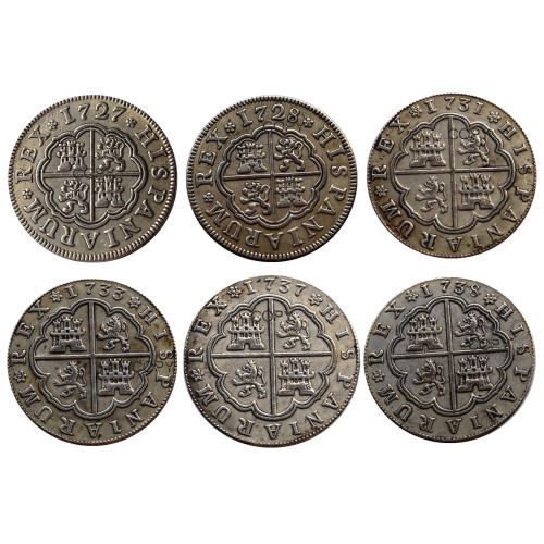 Испания Resl 1727-1738 Посеребренные копии монет