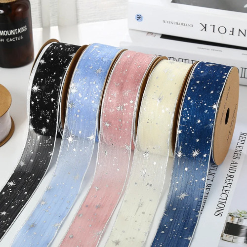 20 ярдов бронзовые звезды Galaxy ленты ленты для рукоделия подарочная упаковка свадебные букеты швейные принадлежности фестиваль декор для вечеринки
