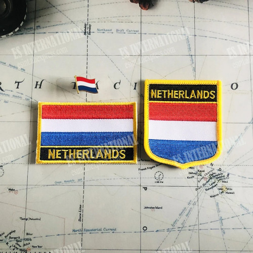 Нашивки с вышивкой национального флага NETHERLANDS, щит для значка и булавка квадратной формы, один комплект на тканевой повязке, украшение для рюкзака