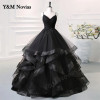 Черные платья для девушек Y&M Novias Quinceanera с оборками милое платье принцессы на бретелях 15 девушек Vestidos De Quinseanera