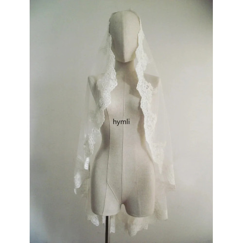 Кружевная свадебная фата Mantilla длиной до кончиков пальцев, металлическая расческа