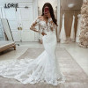 LORIE Boho Свадебные платья Русалка Кружева с длинными рукавами Свадебное платье Винтаж белого цвета слоновой кости Роскошное свадебное платье на заказ по индивидуальному заказу