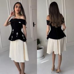 CustomizedJiayigong Prom S Pearl Знаменитости трапециевидной формы с вырезом лодочкой на заказ платье длиной до колена