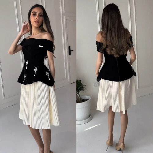 CustomizedJiayigong Prom S Pearl Знаменитости трапециевидной формы с вырезом лодочкой на заказ платье длиной до колена