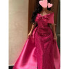 Cathy Rose Red Bow Шаль с открытыми плечами Vestidos de Noche Русалка Бисероплетение Вечерние платья длиной до пола Платье для выпускного вечера по индивидуальному заказу
