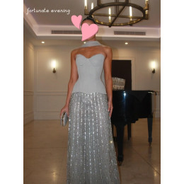 Fortunate Evening Elegant Vintage Sweet Gray Beads Lace Ribbon Customized Formal Occasion Prom Dress Evening Party Gowns