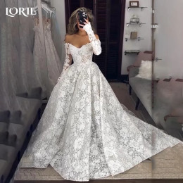LORIE 3D цветы Русалка свадебные платья с высоким воротником трапециевидной формы с пышными рукавами и длинными рукавами свадебное платье принцессы невесты по индивидуальному заказу